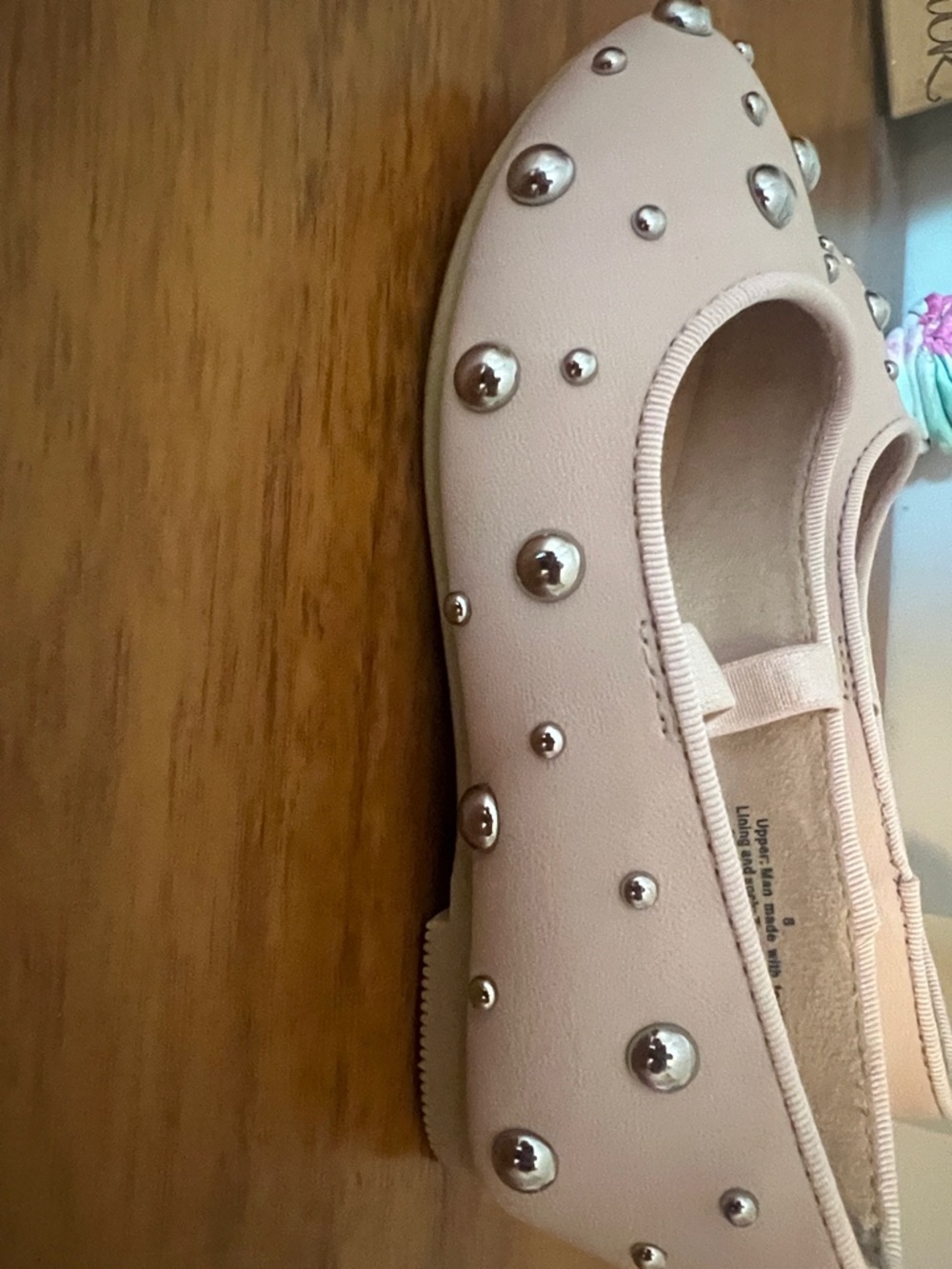 Cat & Jack Cream-Pink Studded Mary Jane Flats - Picture 2 of 4